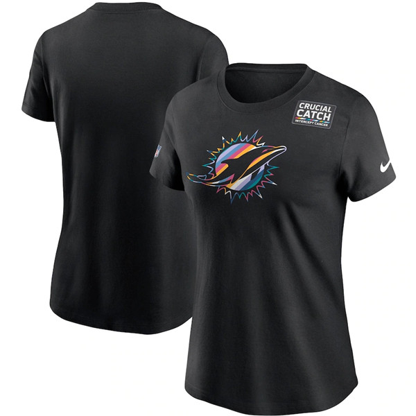 Women's Miami Dolphins Black NFL 2020 Sideline Crucial Catch Performance T-Shirt(Run Small) Women's Miami Dolphins Black NFL 2020 Sideline Crucial Catch Performance T-Shirt(Run Small)